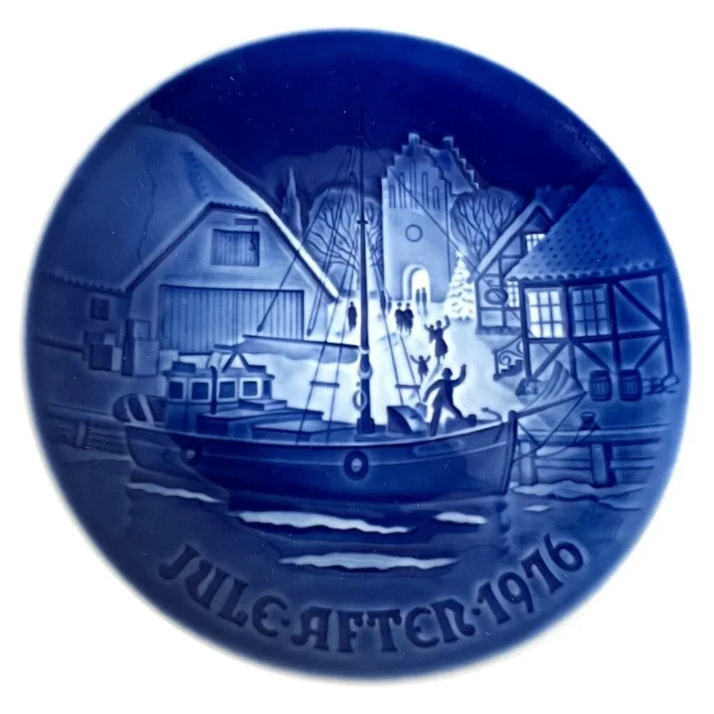 2 Bing & Grondahl Copenhagen Porcelain Christmas Plate 1976 1977 Limited Edition